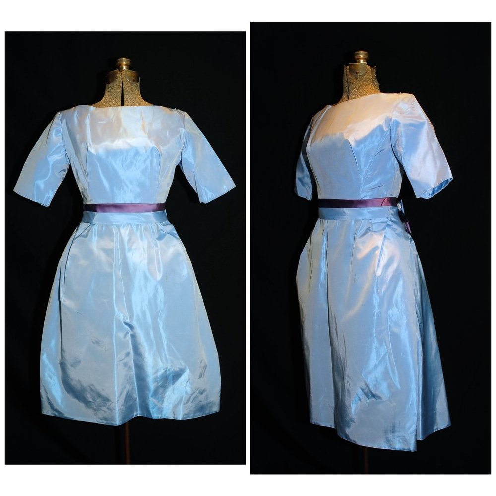 VTG Emma Domb Blue & Purple Taffeta Party Dress SM
